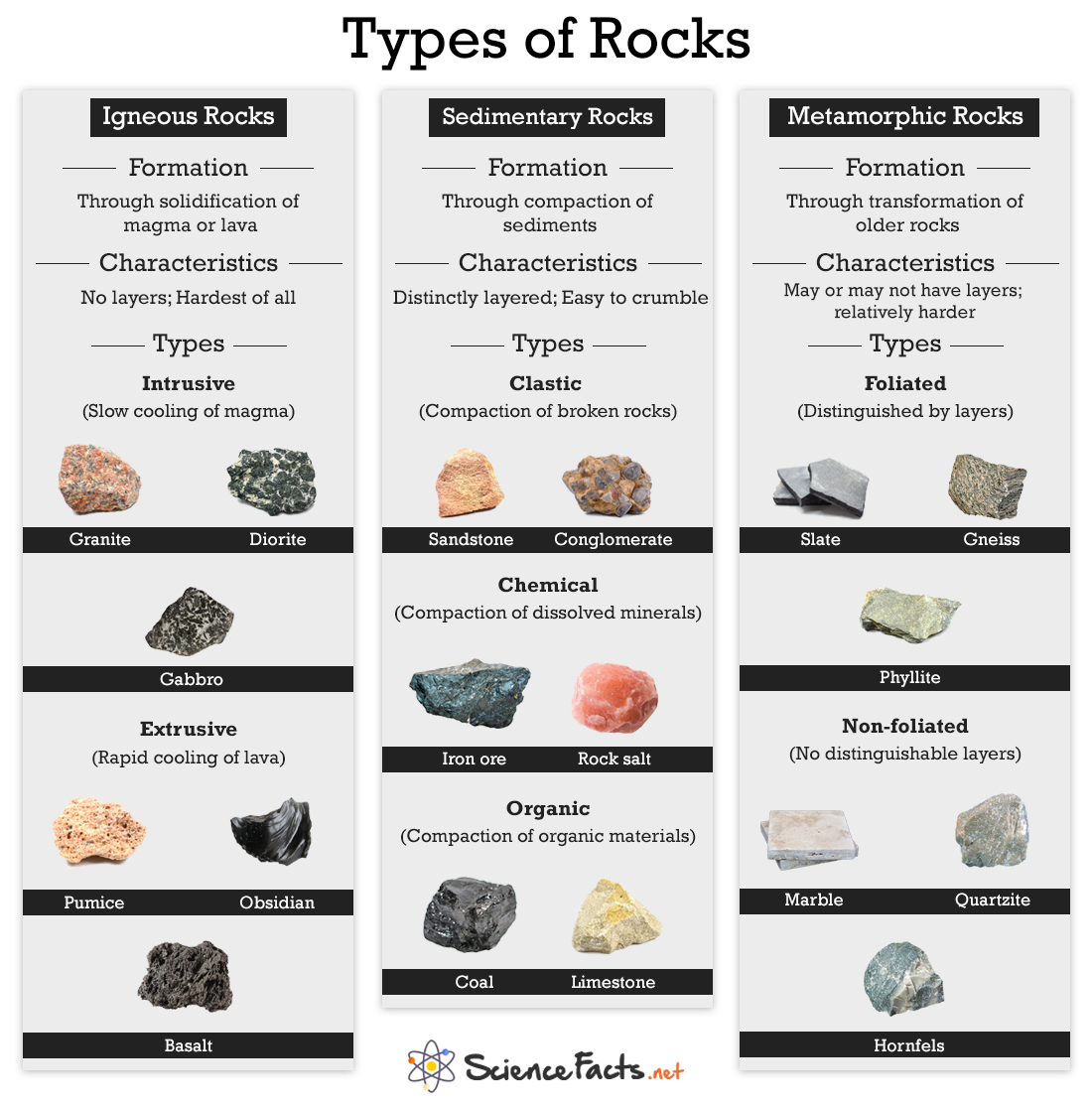 Types Of Rocks Science Facts